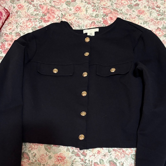 Elegant navy Women's Jacket and Skirt Set - Picture 4 of 6